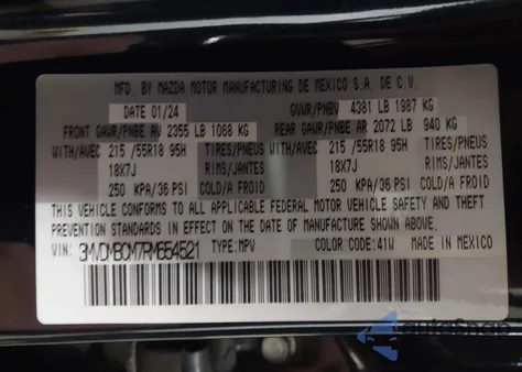 2024 Mazda Cx-30 2.5 S Preferred Package from USA, damaged, VIN 3MVDMBCM7RM654521